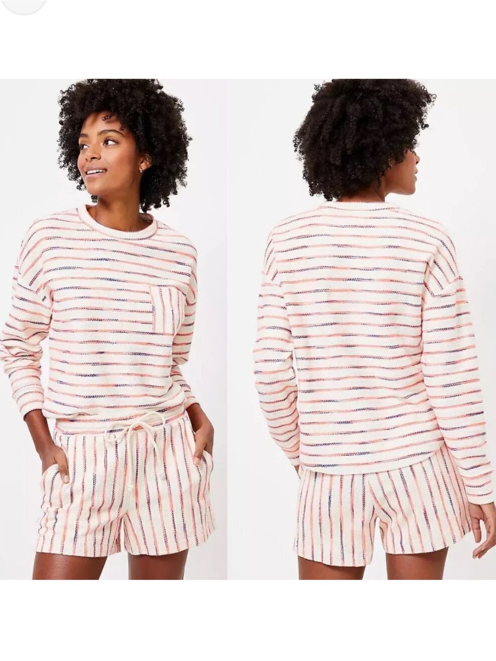 Lou & Grey Cream Striped Terry Shorts